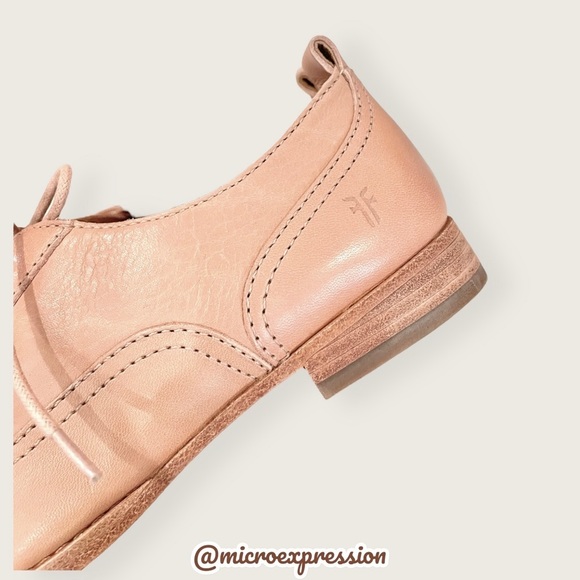 $328 Frye Grace Oxford Light Pink Real Leather Lace Up Casual Formal Work Flat - Picture 12 of 16